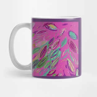 Watercolor Leaves in Pink Magenta Purple Teal Blue Green Mug